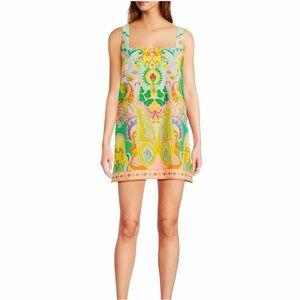 ANTONIO MELANI NEW Eliana Printed Linen Blend Mini Dress.